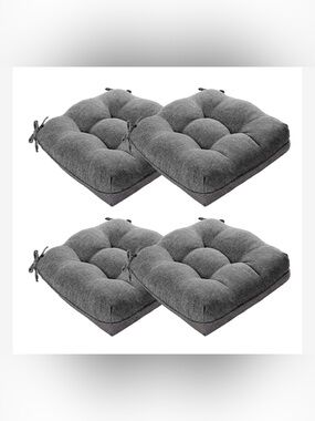 Gray Tufted Chair Cushions (15.5x15.5x4”) 4-Pack